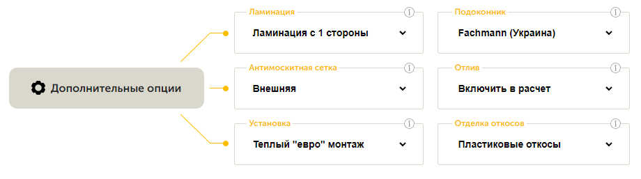Дополнительные опции калькулятора окон